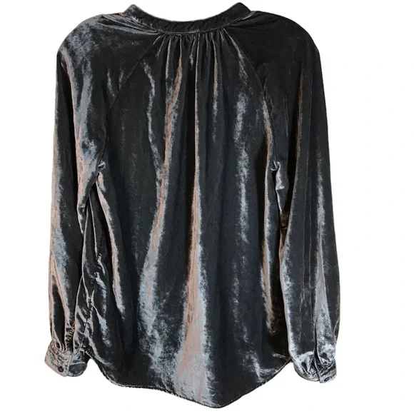 Anthropologie Pilcro Velvet blouse Women S gray Femme Button down Shirt - Picture 6 of 11
